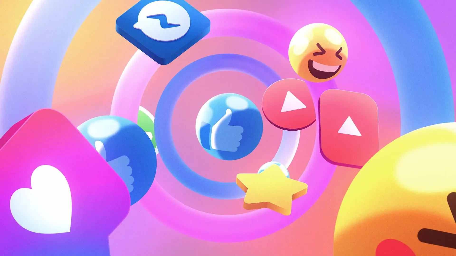 Social Media 3D Icon Logo Reveal
